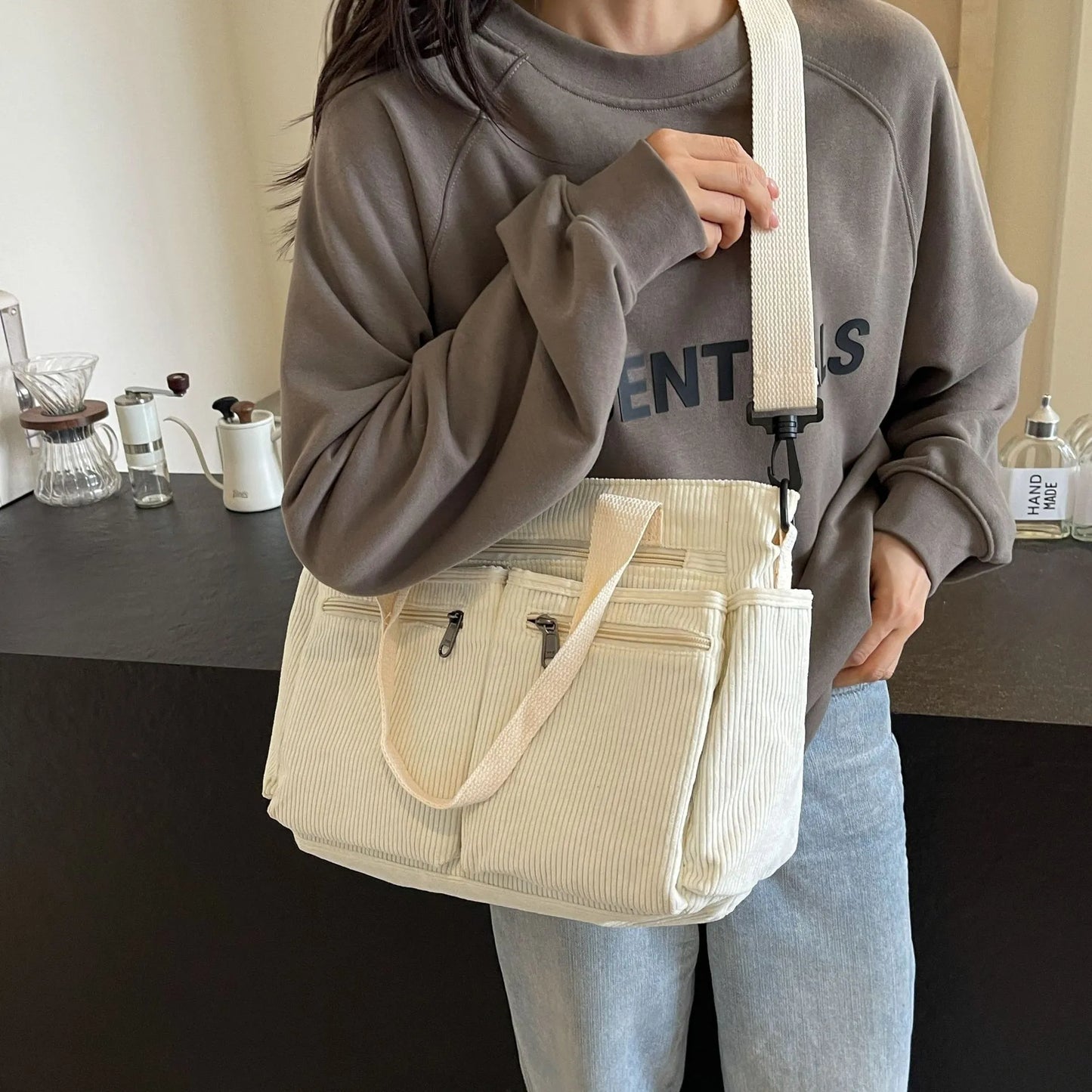 Womens Cute Corduroy Tote Bags