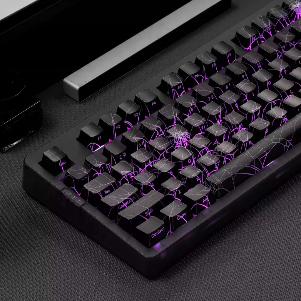 990 Spider Pattern Engraved Mechanical Game Keyboard