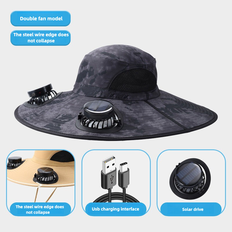 Sun Hat with Built-in Fan with Fan Neck Cap - Automatic Charging