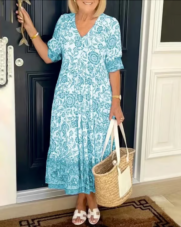 V-neck Floral Dress