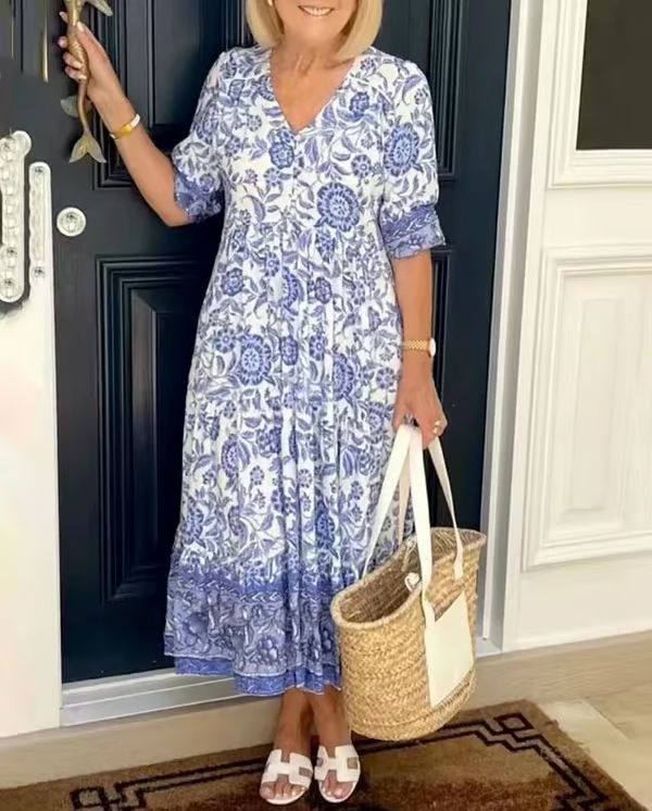 V-neck Floral Dress
