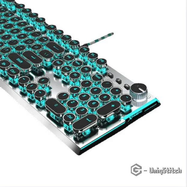 X70 Steam Transparent Punk Vintage Mechanical Keyboard and Mouse Set,Titanium Alloy Keyboard with Knob