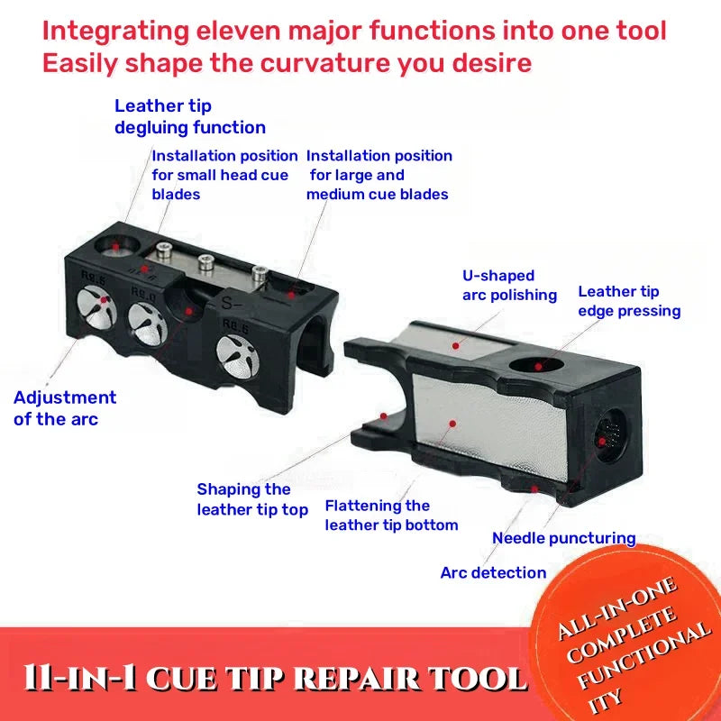 🔥The price is limited ! 🔥 8 in 1 Multifunctional Pool Cue Shaping Tool, Pool Cue Tip Repair Tool Accessories