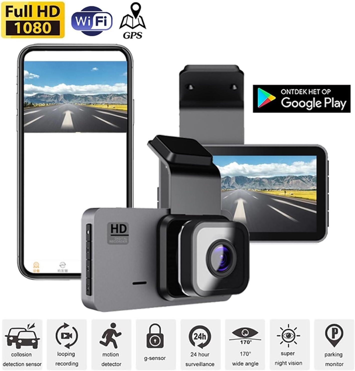 High-definition Night Vision Front and Rear Dual Recording Driving Recorder