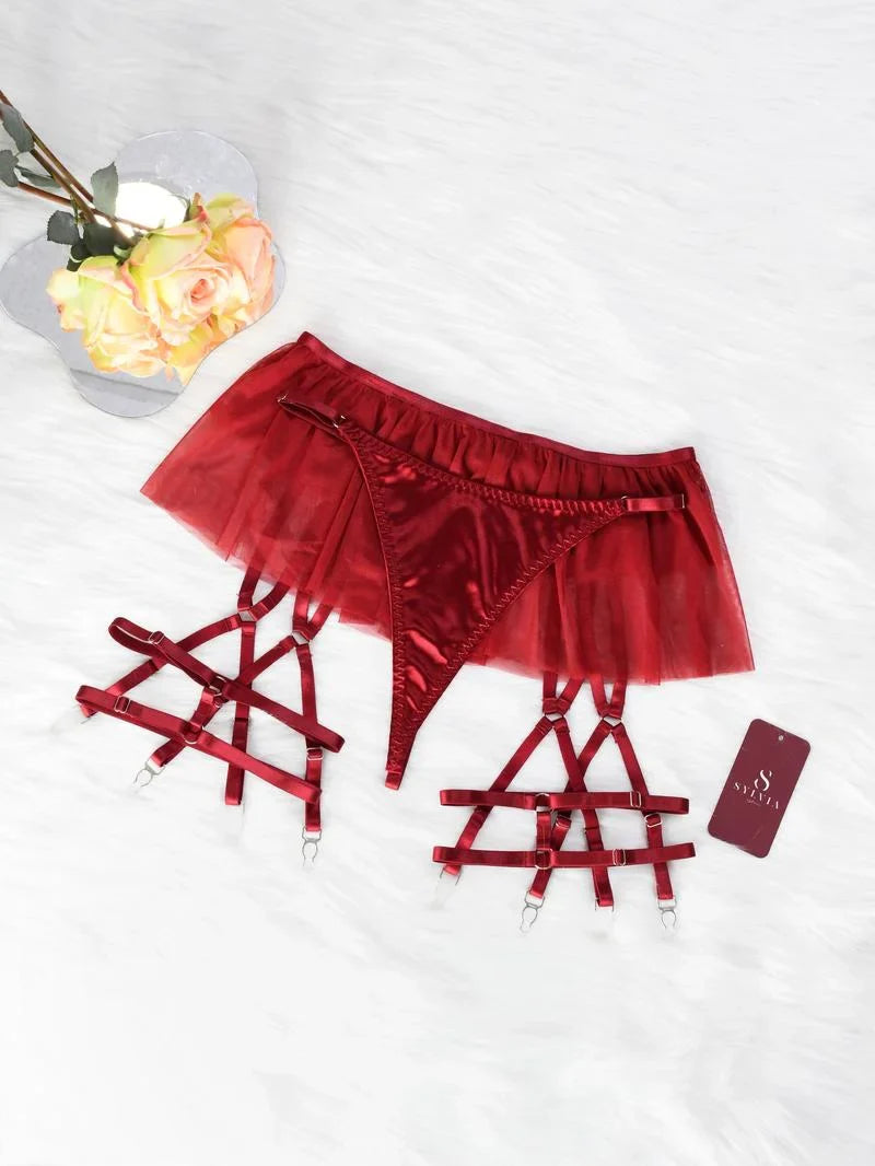 Women's 6pcs Sexy Silk Bow Front Push Up Bra Lingerie Set