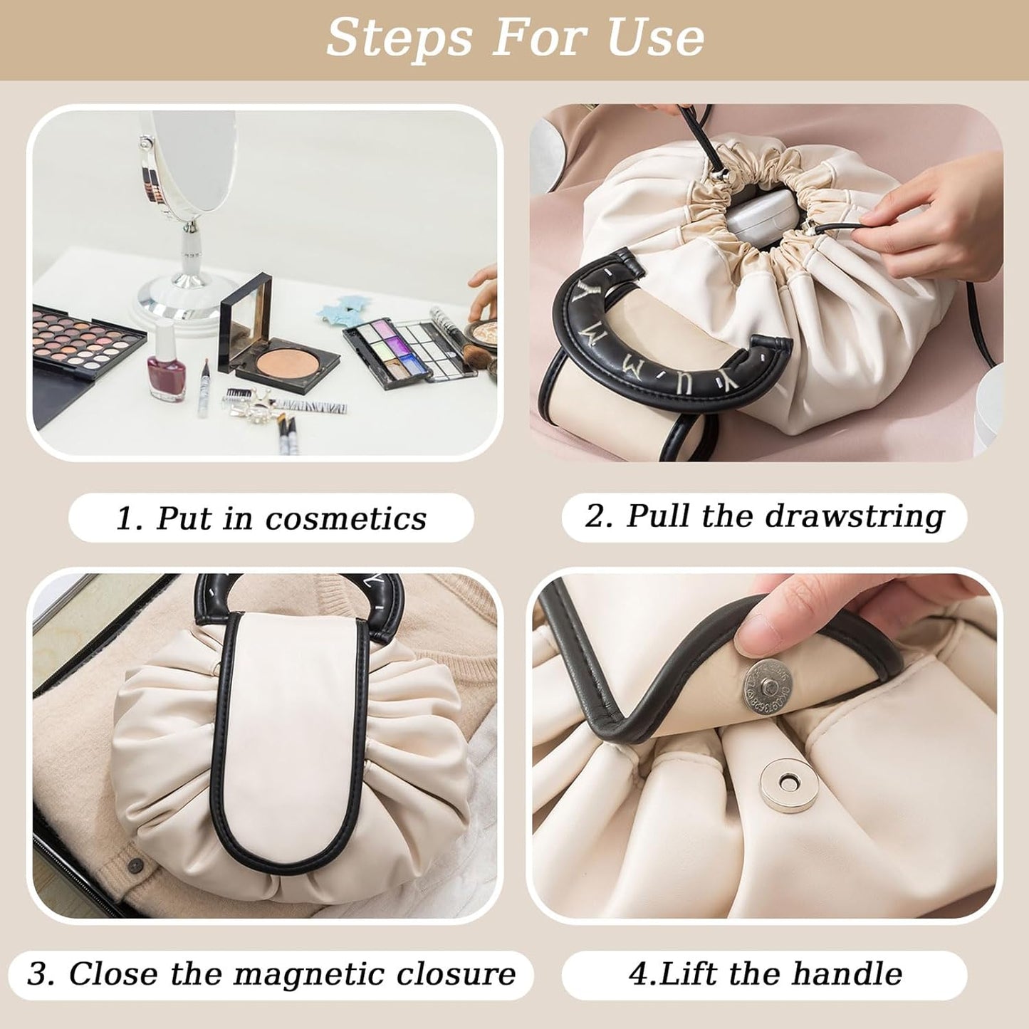 2025 Waterproof Drawstring Travel Cosmetic Bag