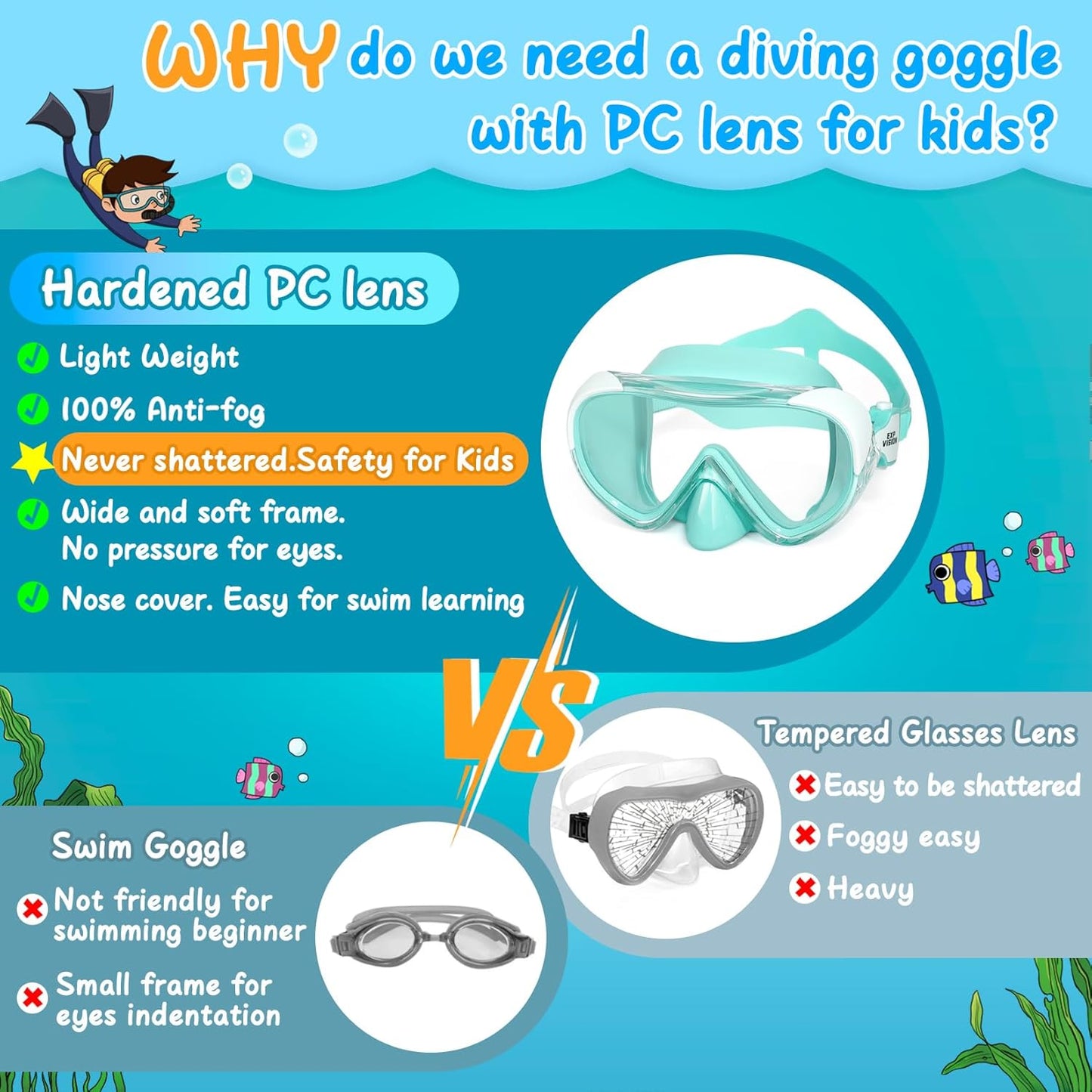 Children's Swimming Mask with Nose Mask