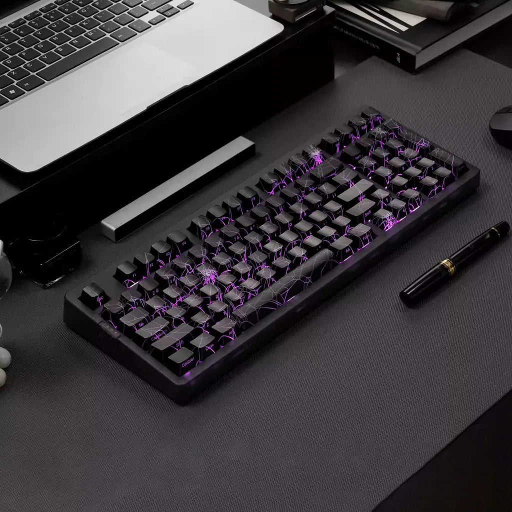 990 Spider Pattern Engraved Mechanical Game Keyboard