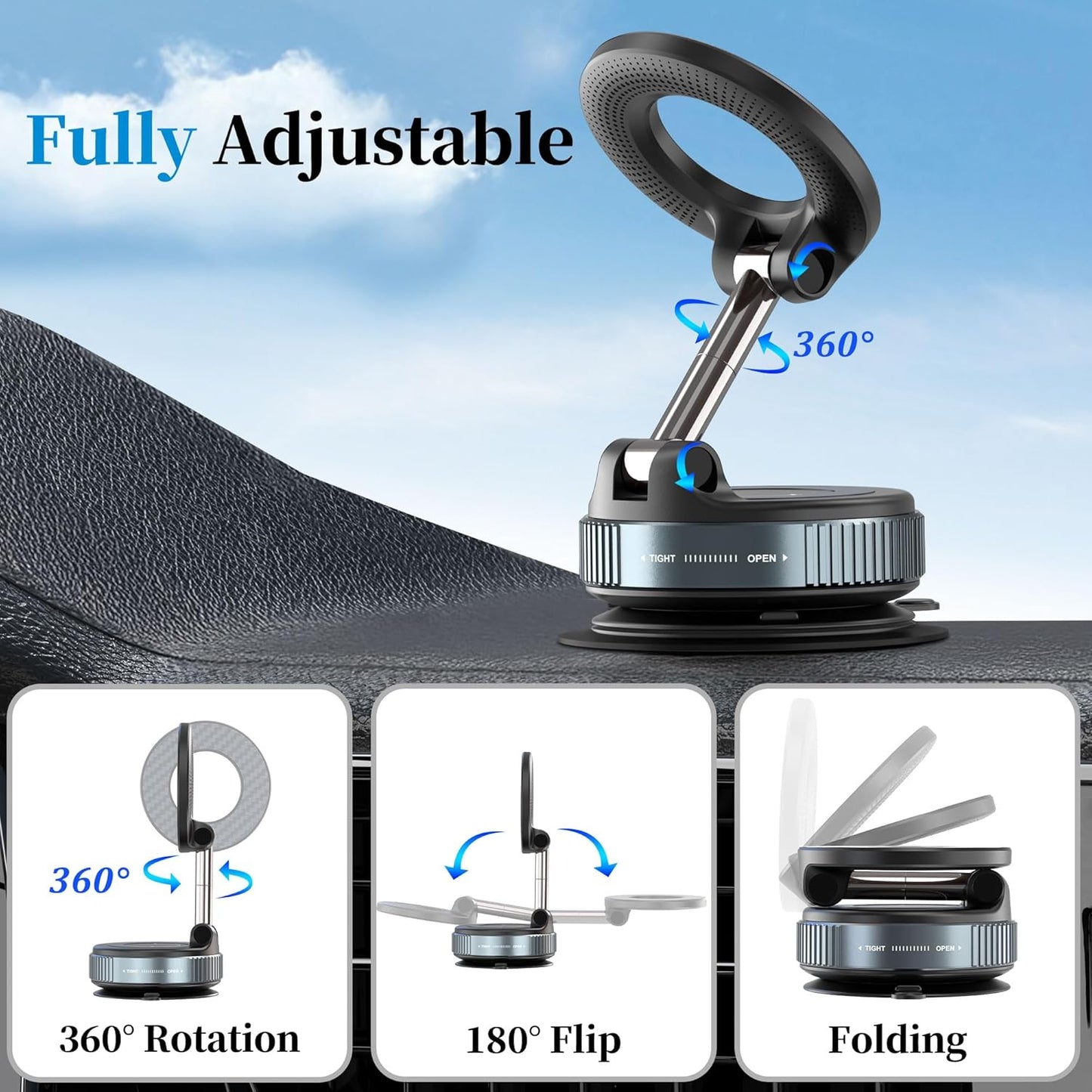 Vacuum Magnetic Foldable Telescopic Suction Cup Mobile Phone Holder