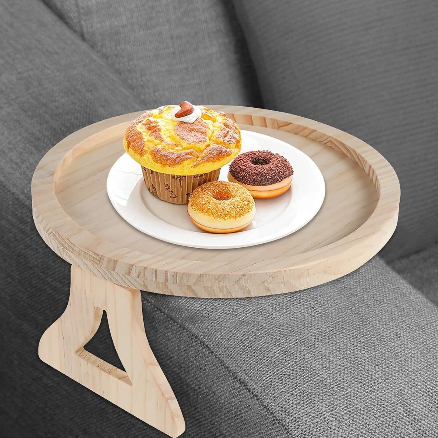3 in 1 Sofa Armrest Tray with 360° Rotating Phone and Cup Holder