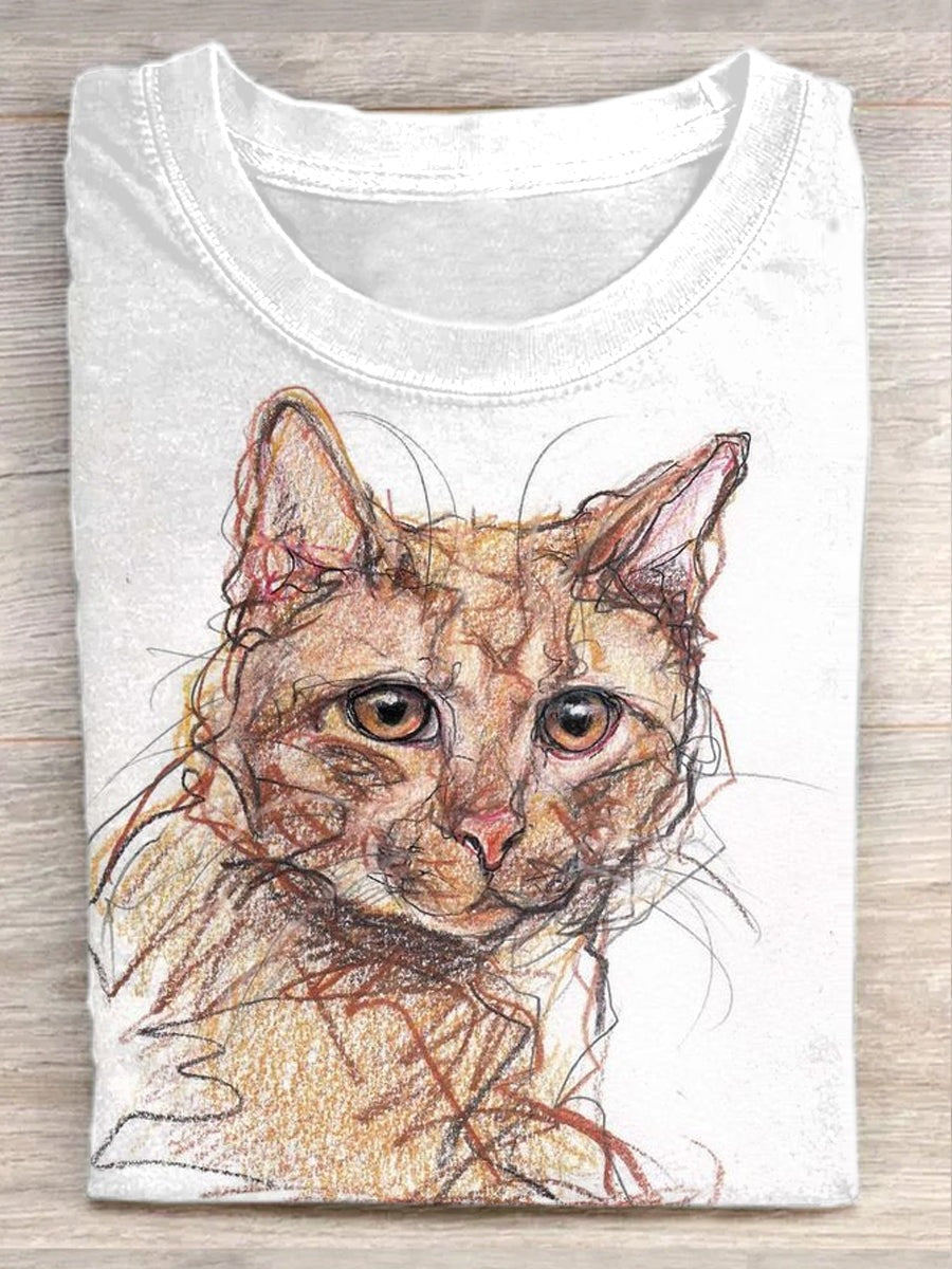 Cute Kitten Print T-Shirt