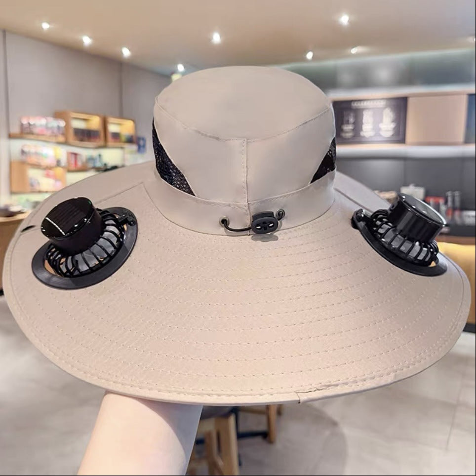 Sun Hat with Built-in Fan with Fan Neck Cap - Automatic Charging