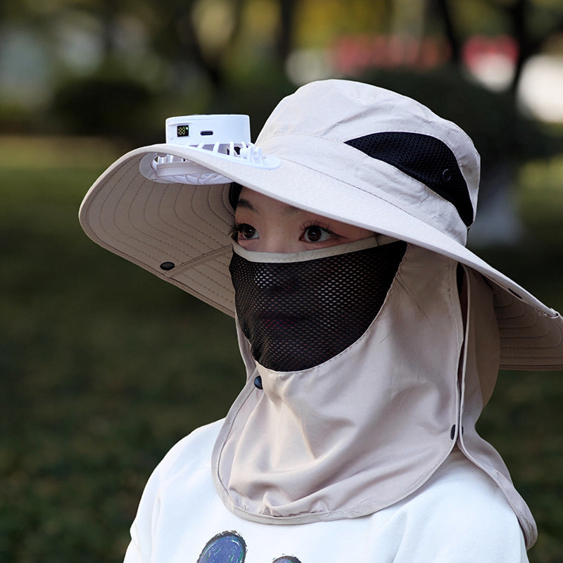 Sun Hat with Built-in Fan with Fan Neck Cap - Automatic Charging
