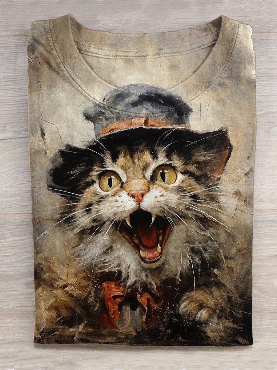 Cute Kitten Print T-Shirt
