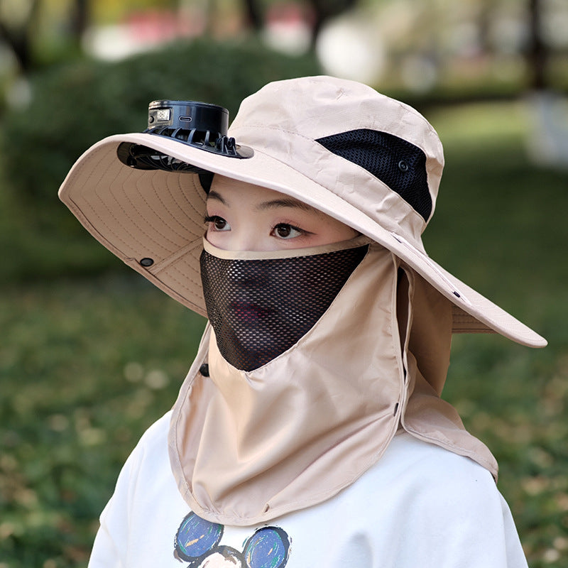 Sun Hat with Built-in Fan with Fan Neck Cap - Automatic Charging