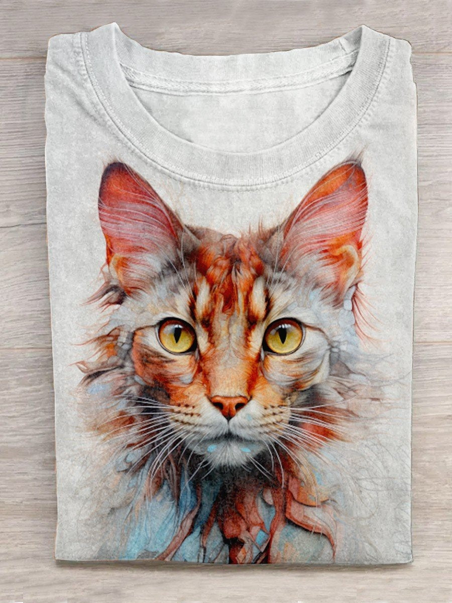 Cute Kitten Print T-Shirt