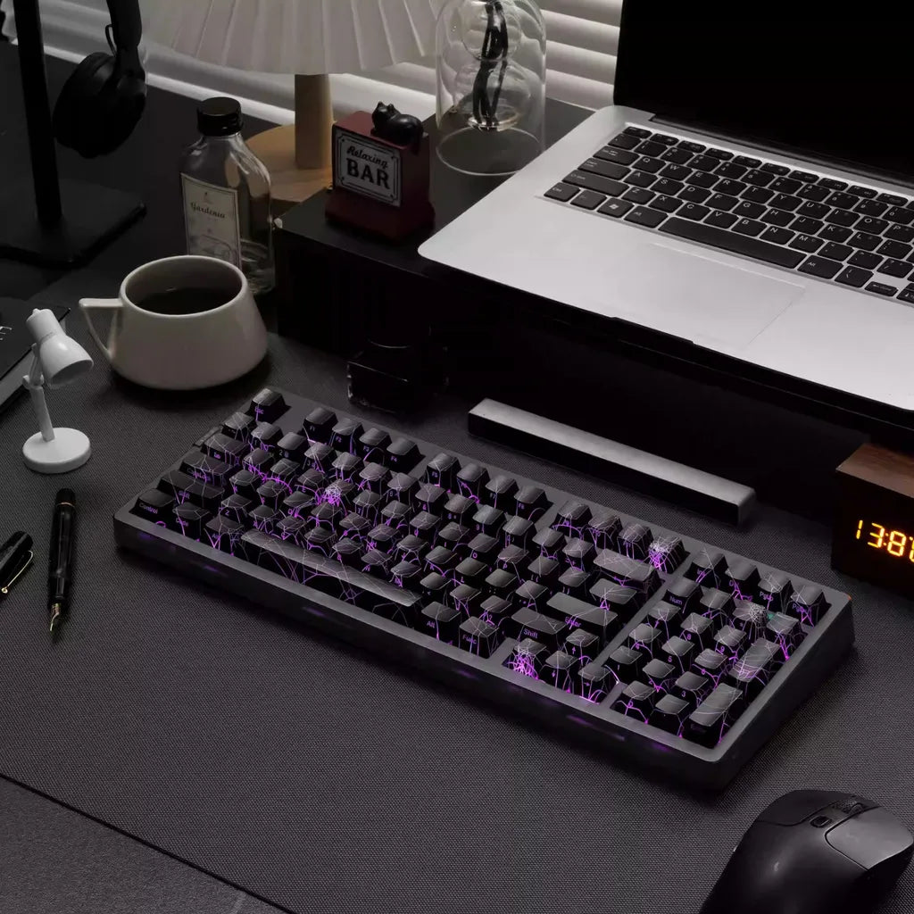 990 Spider Pattern Engraved Mechanical Game Keyboard