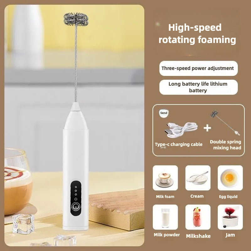 Handheld Electric Waterproof Milk Frother with Stepless Speed Regulation