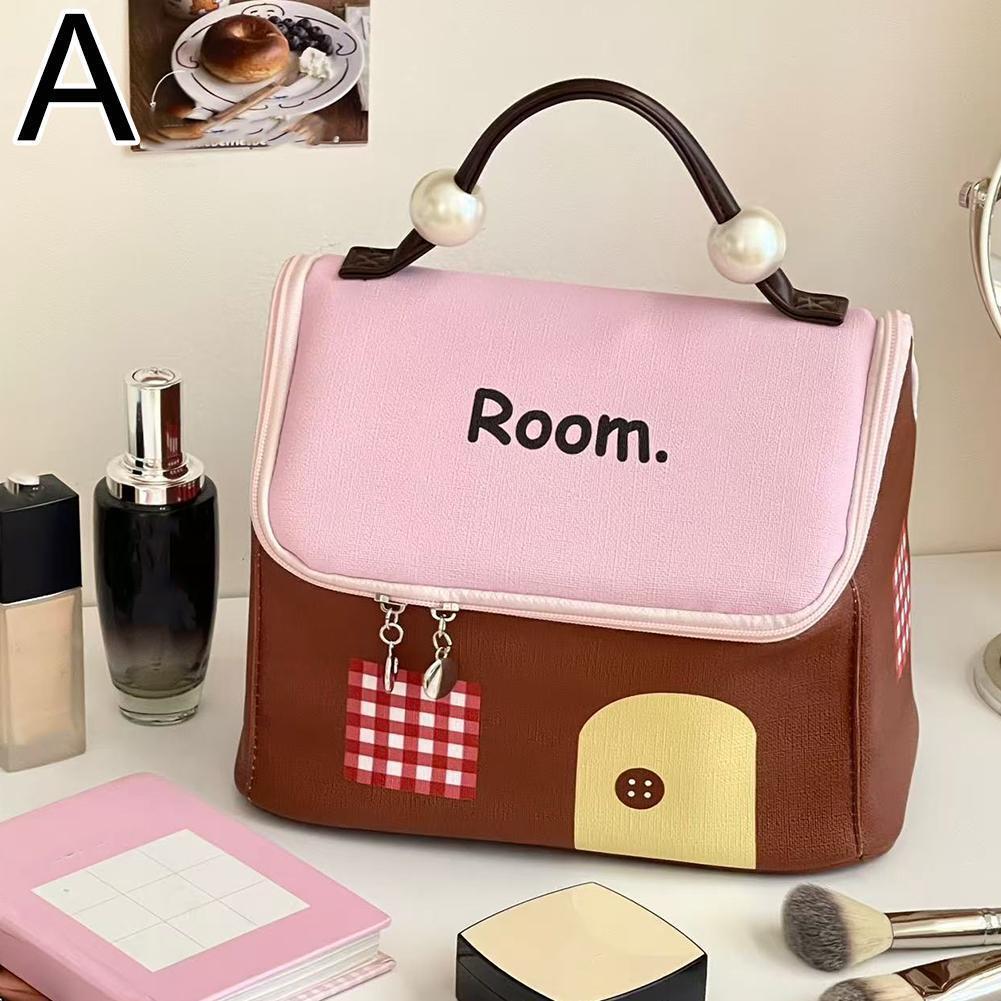 Dopamine Small House Cosmetic Bag, Large Capacity Partition Storage Travel Toiletries Bag