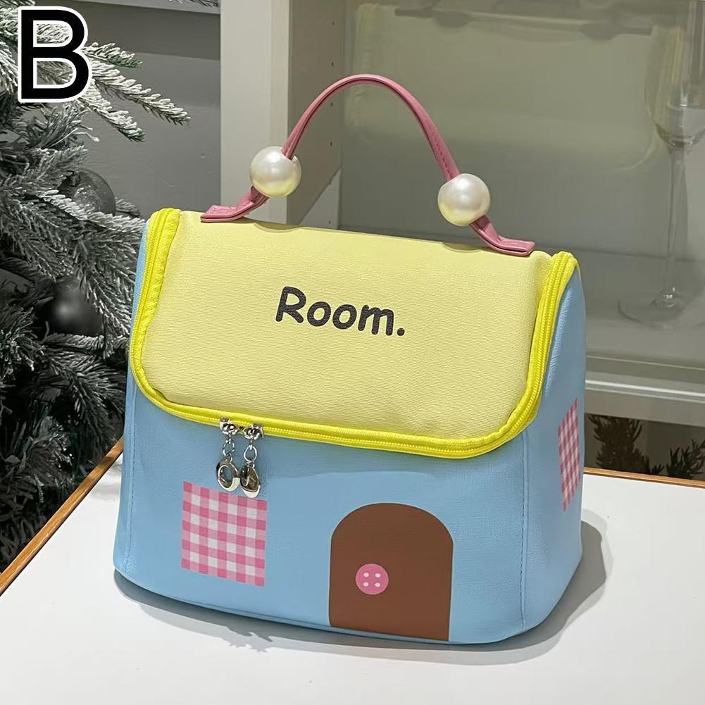 Dopamine Small House Cosmetic Bag, Large Capacity Partition Storage Travel Toiletries Bag