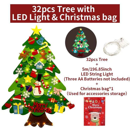 Felt Christmas Tree with Detachable Ornaments, 1 Set Hanging Xmas Tree Kit, DIY Handicrafts Festival Wall Decoration without Battery