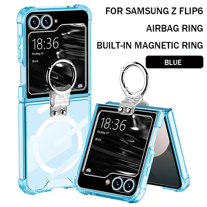 Suitable For Samsung Z Flip6/5/4/3 MagSafe Magnetic Transparent Ring Airbag Phone Case