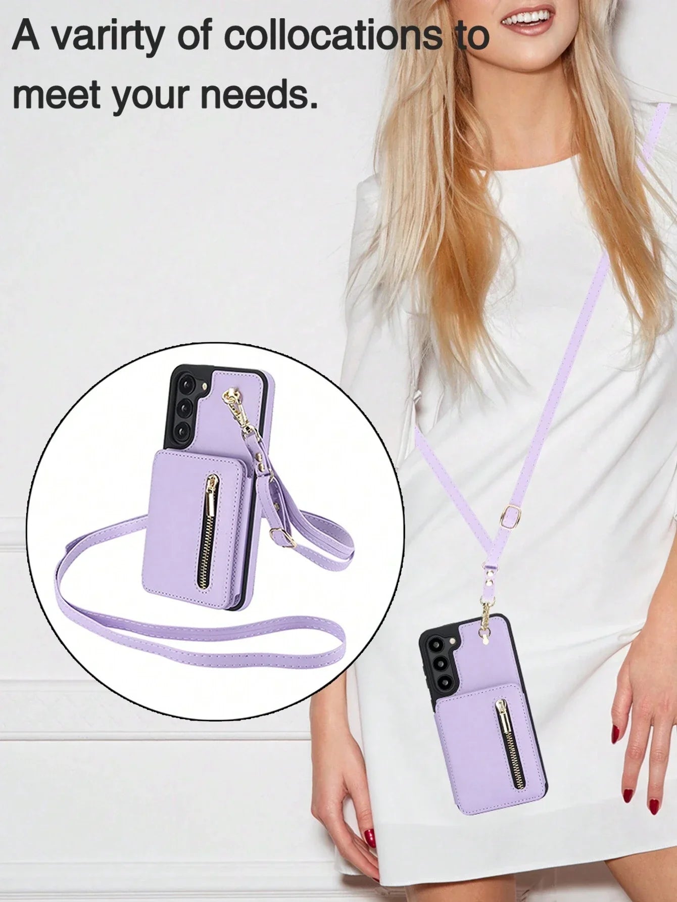 Luxury Cross Body Zipper Card Wallet Samsung Case