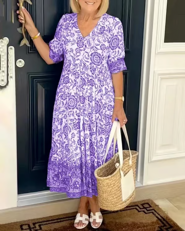 V-neck Floral Dress