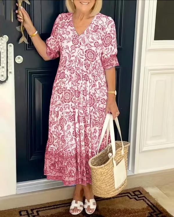V-neck Floral Dress