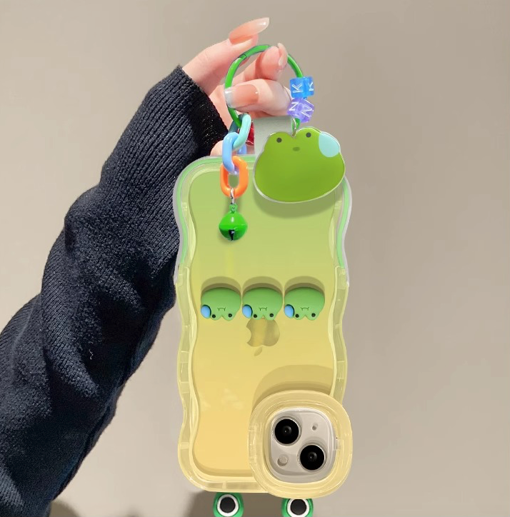 Suitable for iPhone 14/15/16 Sweating Frog Figure Double Stand Phone Case