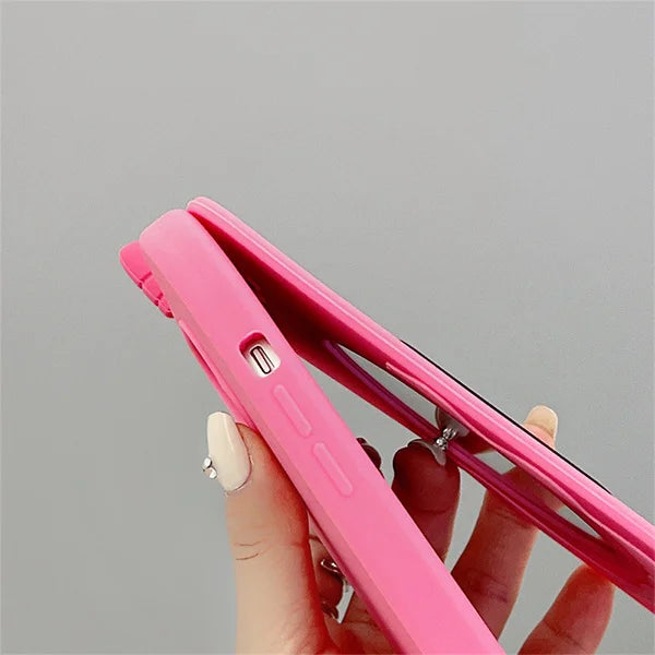 Suitable for iPhone 14/15/16 Pink Cute Phone Case, Cute 3D Cartoon Pink Retro Flip Phone Case