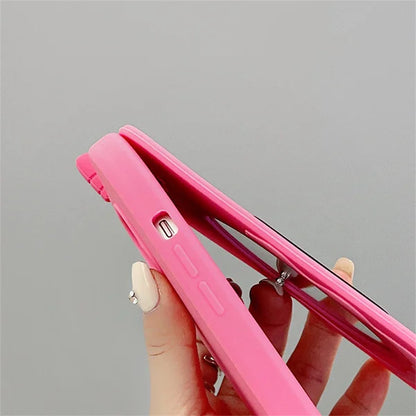 Suitable for iPhone 14/15/16 Pink Cute Phone Case, Cute 3D Cartoon Pink Retro Flip Phone Case