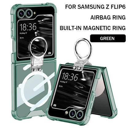 Suitable For Samsung Z Flip6/5/4/3 MagSafe Magnetic Transparent Ring Airbag Phone Case
