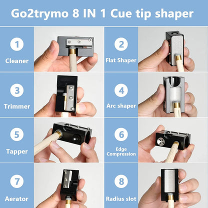 🔥The price is limited ! 🔥 8 in 1 Multifunctional Pool Cue Shaping Tool, Pool Cue Tip Repair Tool Accessories