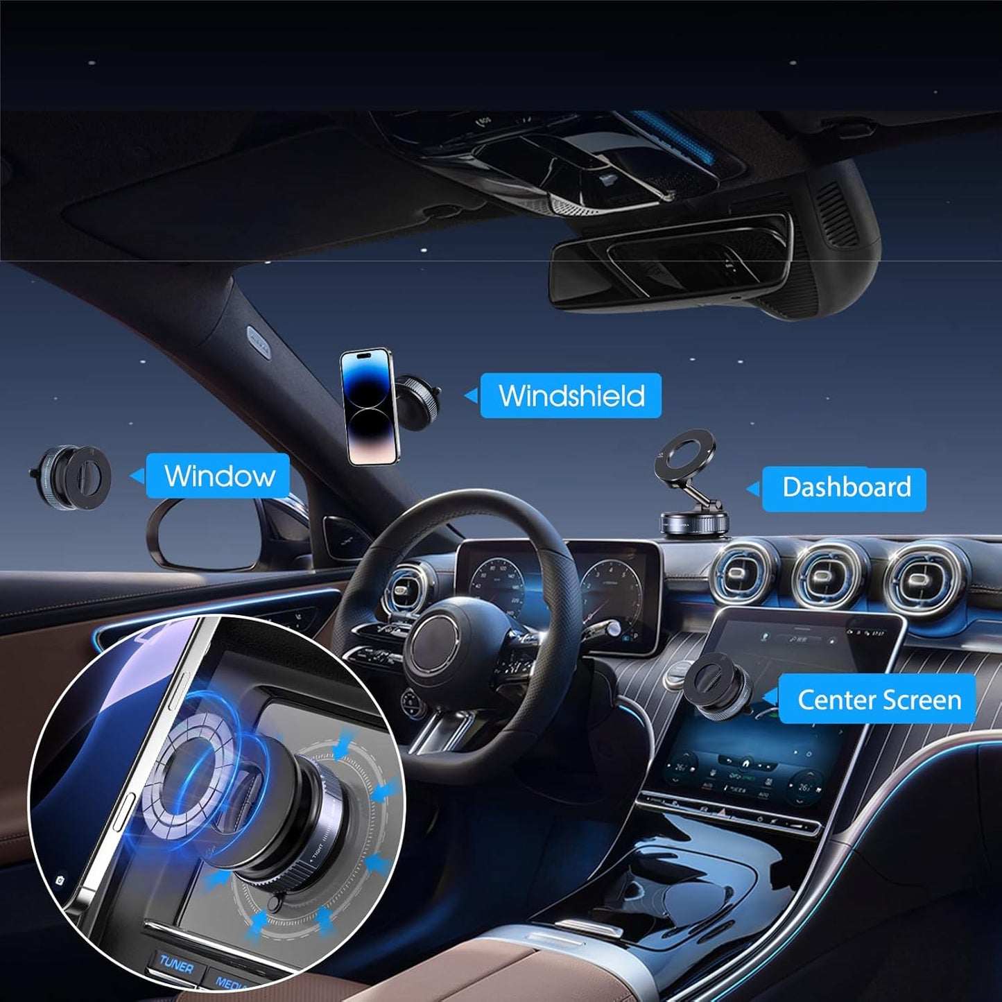 Vacuum Magnetic Foldable Telescopic Suction Cup Mobile Phone Holder