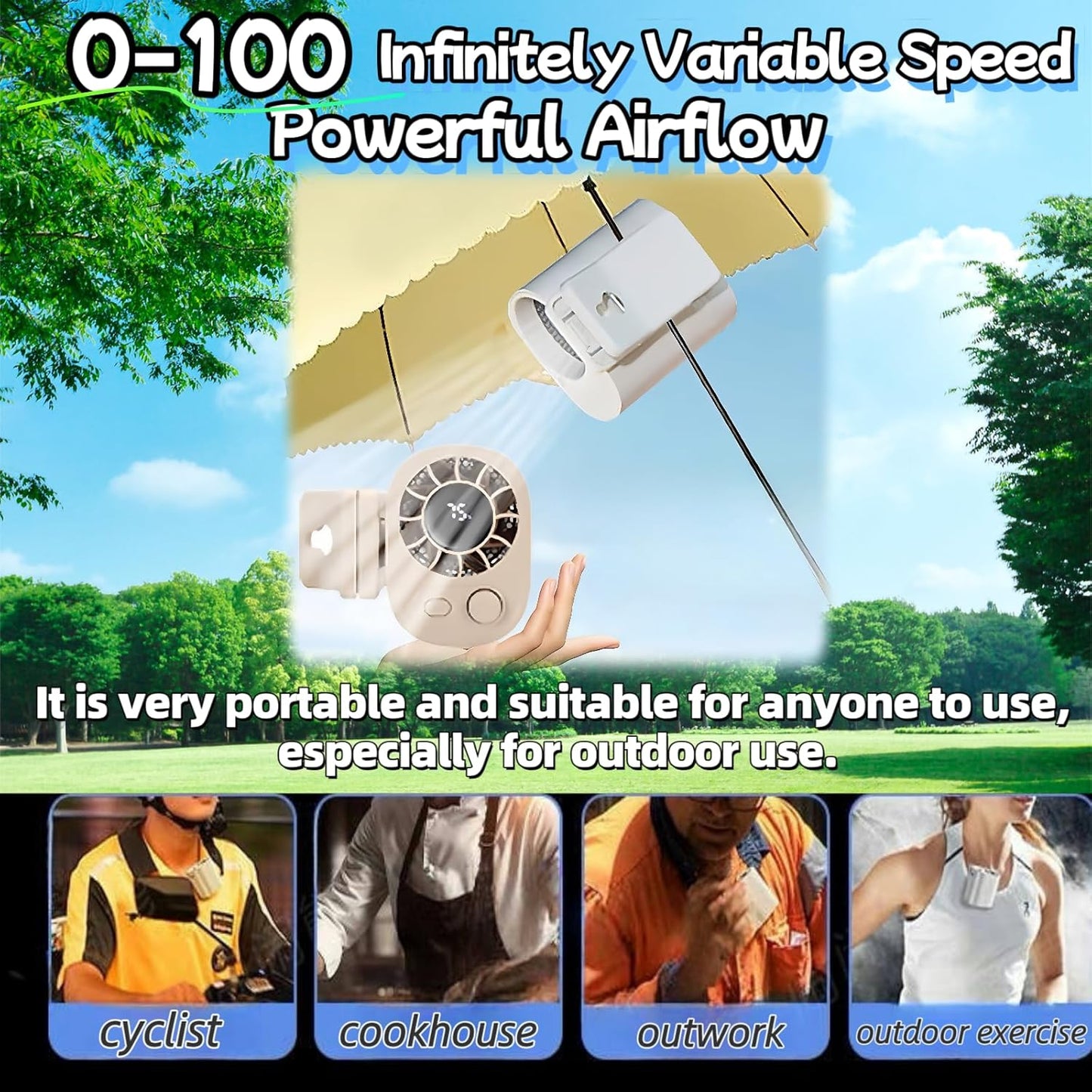 2025 Upgraded Version Small Portable Mini Fan, 0-100 Speed Adjustment