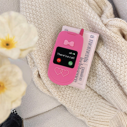 Suitable for iPhone 14/15/16 Pink Cute Phone Case, Cute 3D Cartoon Pink Retro Flip Phone Case