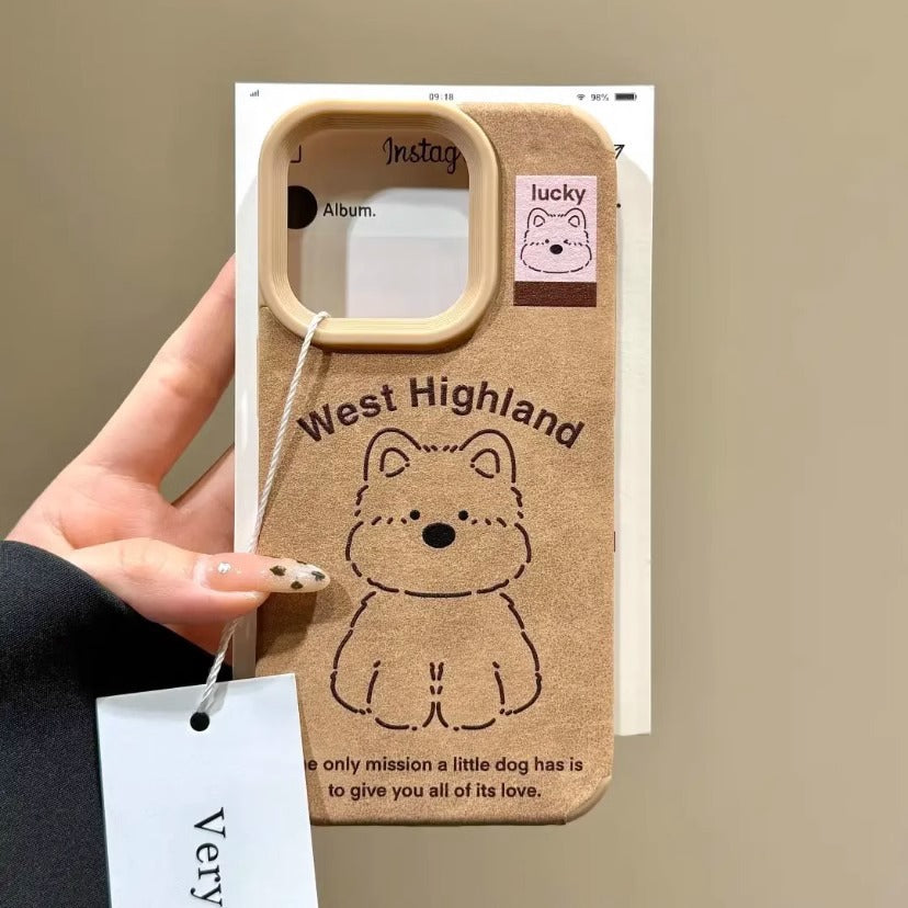 Suitable for iPhone 14/15/16 Cartoon West Highland Puppy Retro Phone Case