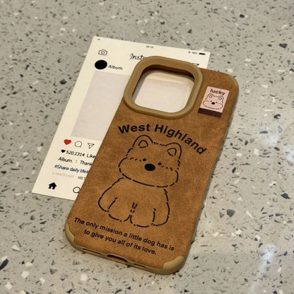 Suitable for iPhone 14/15/16 Cartoon West Highland Puppy Retro Phone Case
