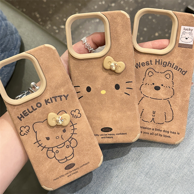 Suitable for iPhone 14/15/16 Cartoon West Highland Puppy Retro Phone Case