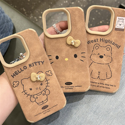 Suitable for iPhone 14/15/16 Cartoon West Highland Puppy Retro Phone Case