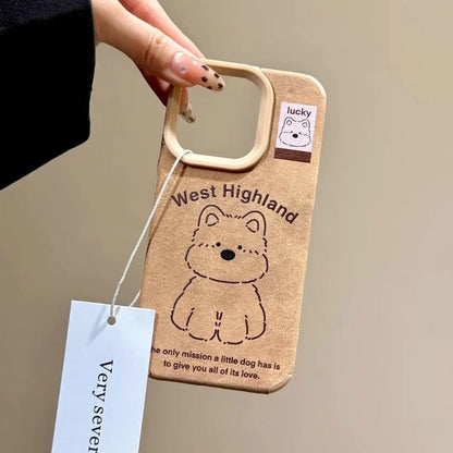 Suitable for iPhone 14/15/16 Cartoon West Highland Puppy Retro Phone Case