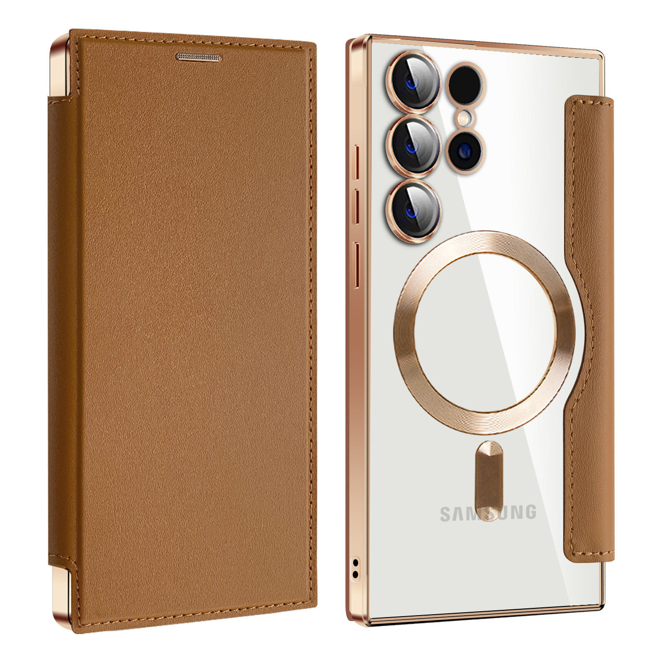 2025 New Personalized Leather Texture Flip Phone Case for Samsung