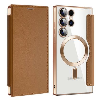 2025 New Personalized Leather Texture Flip Phone Case for Samsung