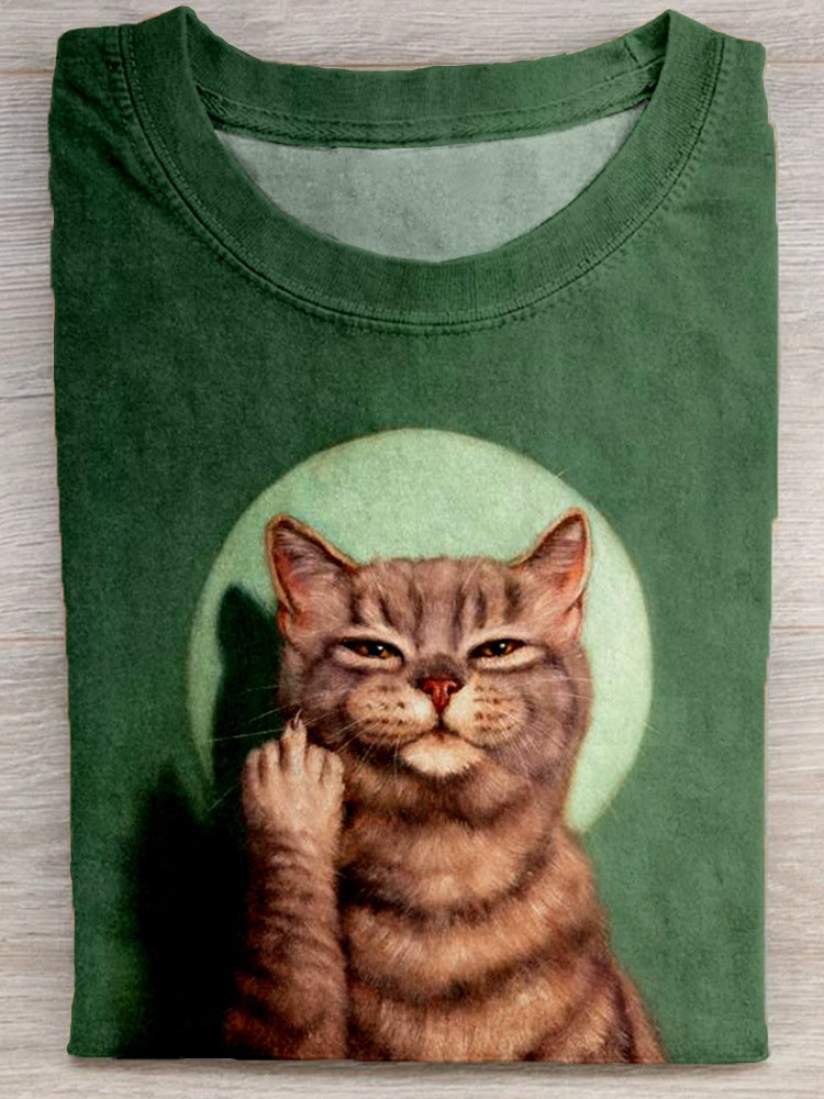 Cute Kitten Print T-Shirt
