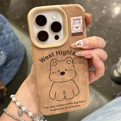 Suitable for iPhone 14/15/16 Cartoon West Highland Puppy Retro Phone Case