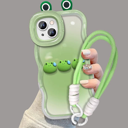 Suitable for iPhone 14/15/16 Sweating Frog Figure Double Stand Phone Case
