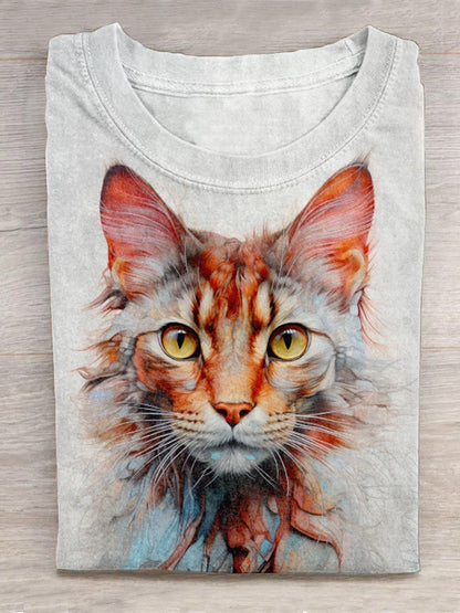 Cute Kitten Print T-Shirt
