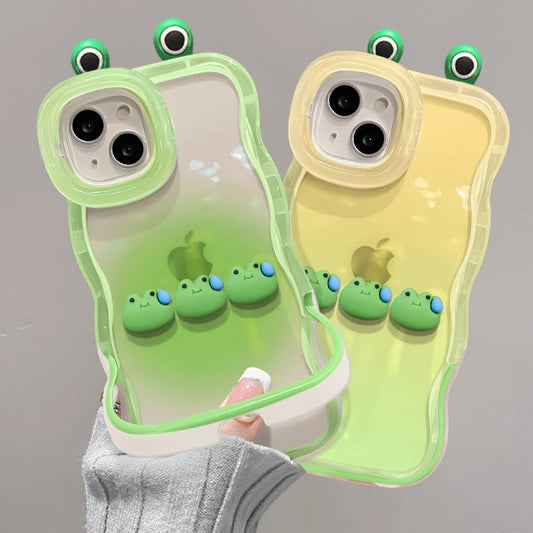Suitable for iPhone 14/15/16 Sweating Frog Figure Double Stand Phone Case