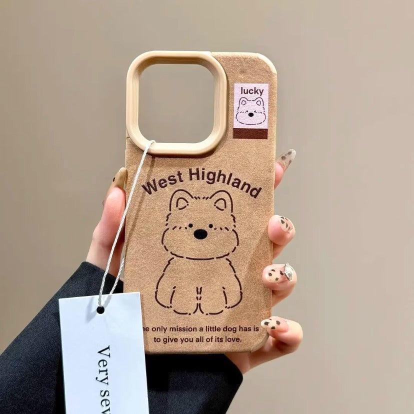 Suitable for iPhone 14/15/16 Cartoon West Highland Puppy Retro Phone Case